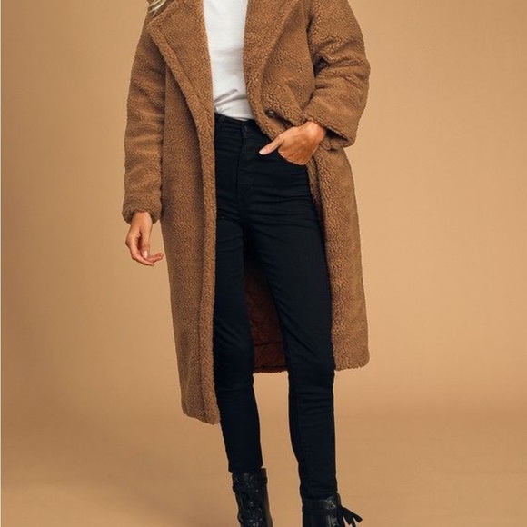 Long Teddy style Coat, Brown - Picture 2 of 12